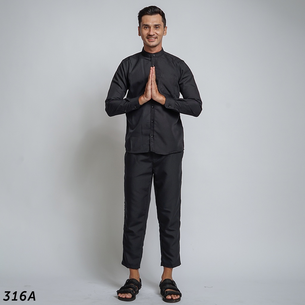 HSRM Ox Shirt 1 Set Black Kemeja Kerah Shanghai Lengan Panjang 316 A