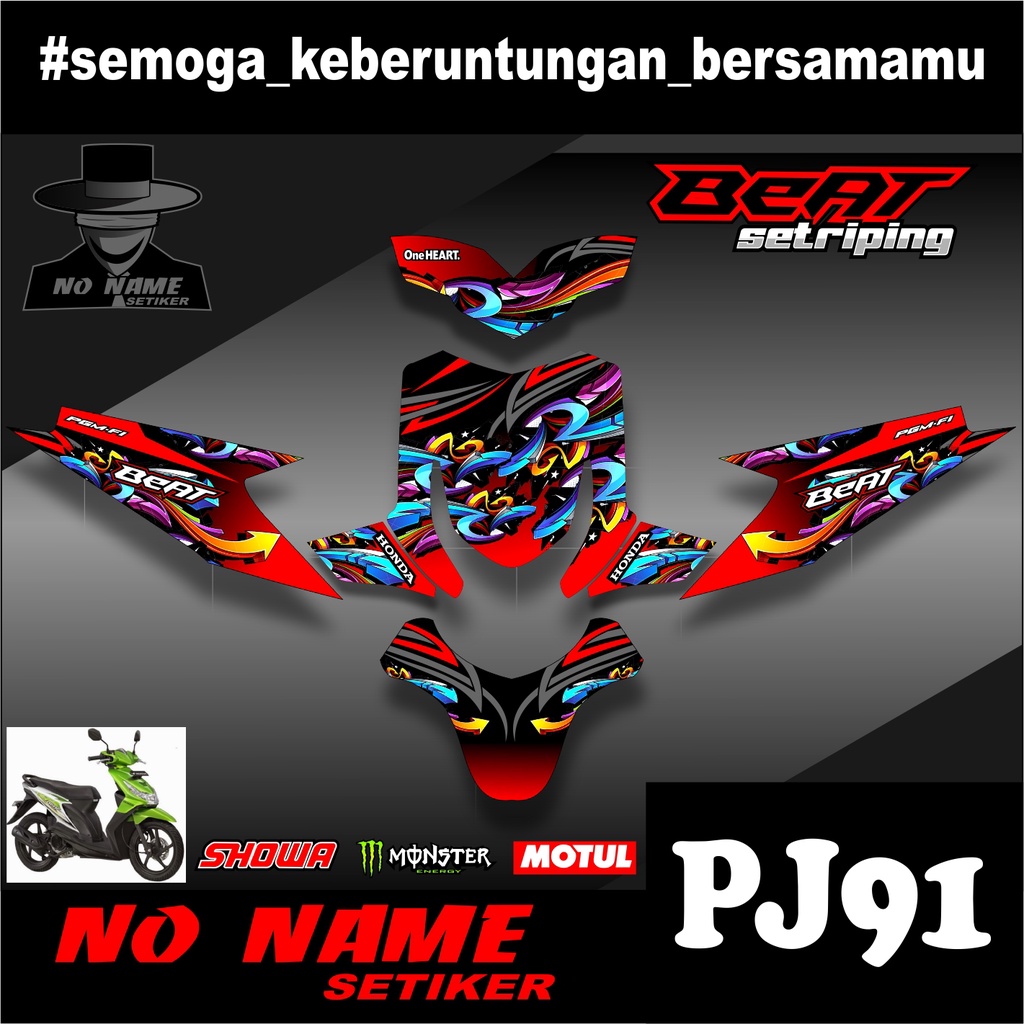 Striping Beat Karbu 2008 2009 2010 2011 2012 (pj91) full body Variasi Sticker Stiker Skotlet Motor Scotlite List