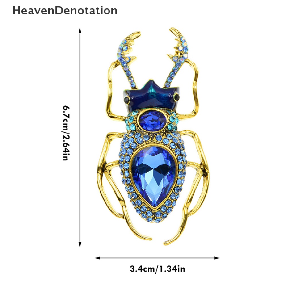 [HeavenDenotation] 1pc Bros Kumbang Kristal Serangga Berlebihan Untuk Wanita Vintage Bug Pin HDV