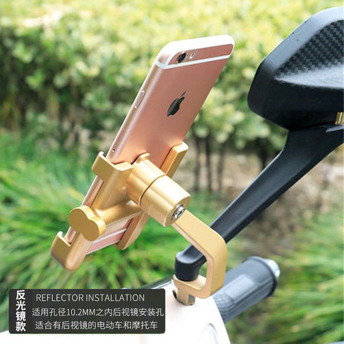 Holder Hp Stang Motor Spion Handphone Smartphone Gojek Full Metal Besi Aluminium