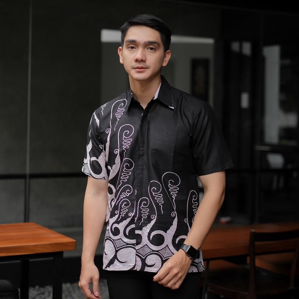 BATIK DUONG KEMEJA HITAM MANIS DEBBY STORE LENGAN PENDEK M L XL