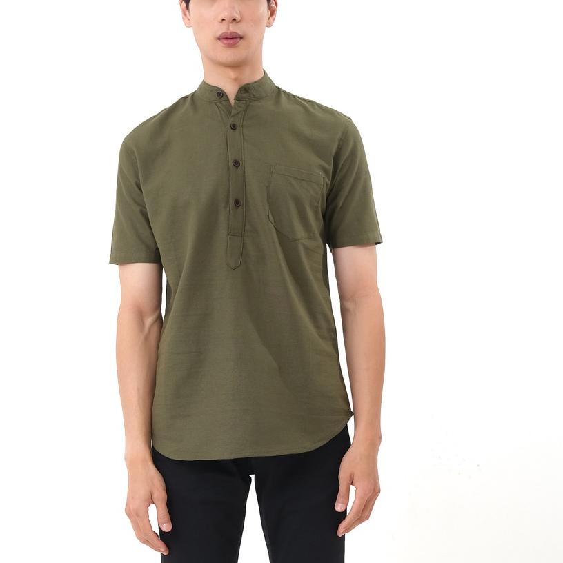 ➮ SANVANINA E-1424I Kemeja Koko Shanghai Lengan Pendek Army Green | Short Koko Shanghai Army Green ☏