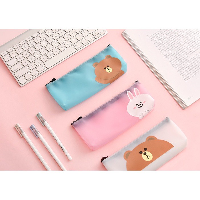 Tempat Pensil Kartun Beruang Kelinci Bebek Lucu Bahan Plastik / Tempat Pensil Karakter Bear Rabbit Duck Polos / Kotak Pensil Plastik Imut / Tepak Pensil Anak Karakter Kartun