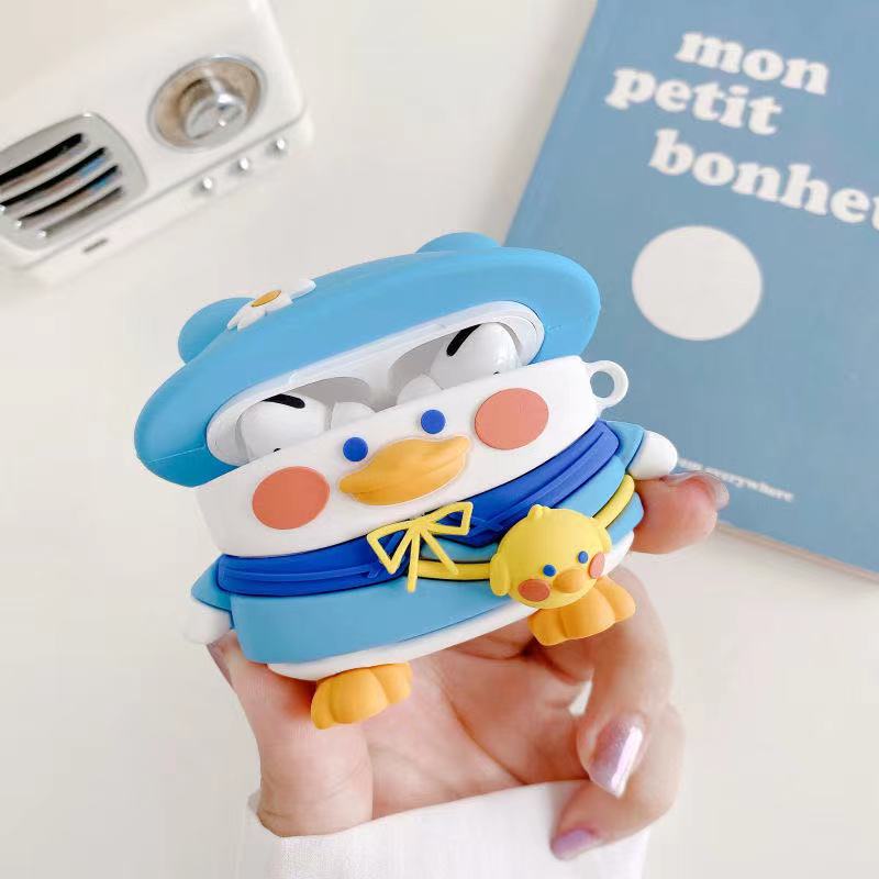 3d Lucu Kartun Hewan Topi Sekolah Ayam Bluetooth Earphone Case Lembut Silikon Cover Untuk Airpods1 2 i12 inpods 12 TWS Pelindung