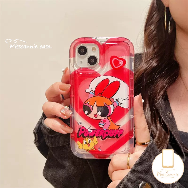 Casing Realme C53 C30 C55 7i C17 9i C35 C33 C15 C25Y C20A C25s C12 C2 C20 C11 C25 6i 5 5i 5s C21Y C3 C1 Lucu The Powerpuff Cewek Love Heart Airbag Shockproof Soft Tpu Bening Case