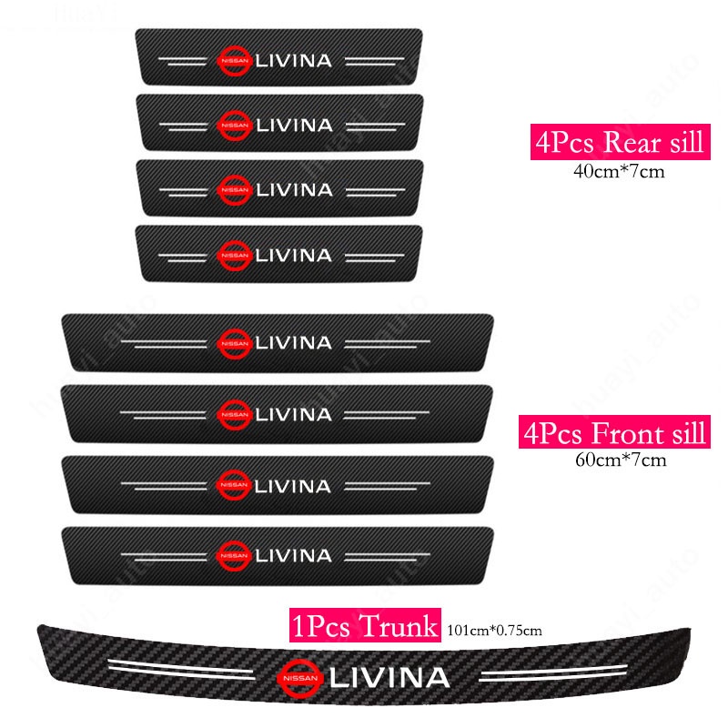 Nissan Livina Stiker Kusen Pintu Mobil Anti Gores Serat Karbon Kulit Sticker Pelindung Bagasi Untuk Livina G1 L10/L11 2006-2018 G2 ND1W 2019-2023 X-Gear Grand Livina XR Aksesoris