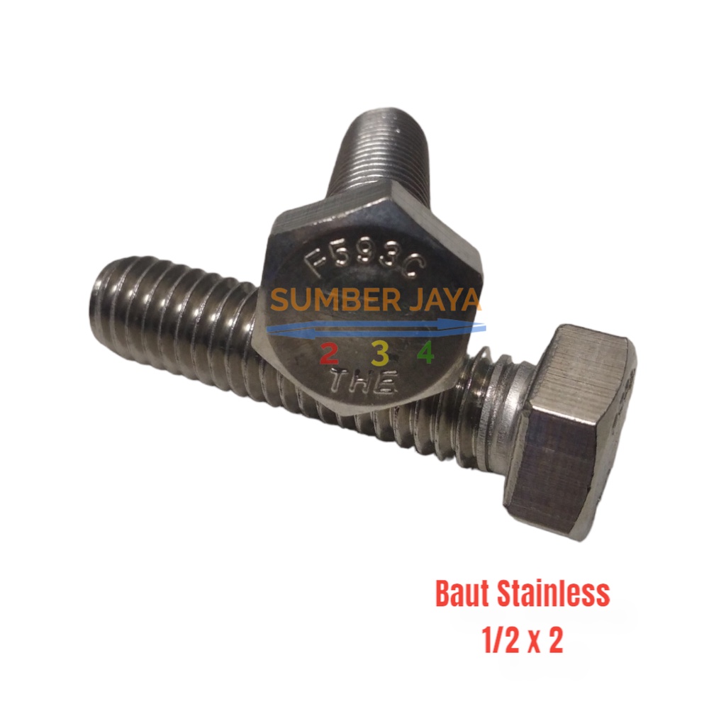 Baut Hexagon Stainless Steel 1/2&quot; x 2&quot;