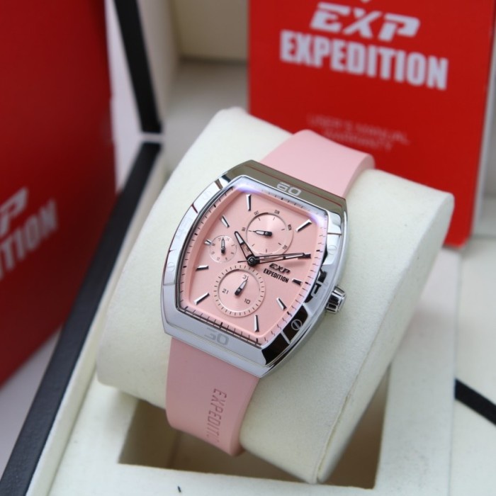 Jam Tangan Wanita Expedition EXP 6800 E6800 Silver Pink Original