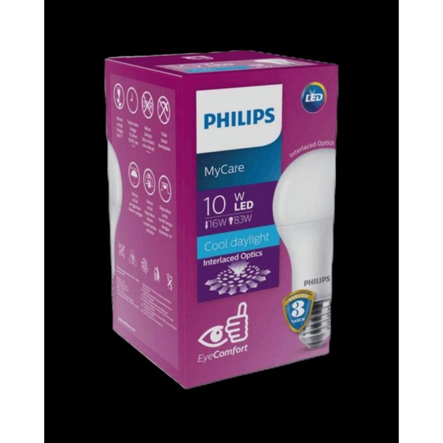 LAMPU LED PHILIPS 10W PUTIH/COOL DAYLIGHT E27 6500K BULB