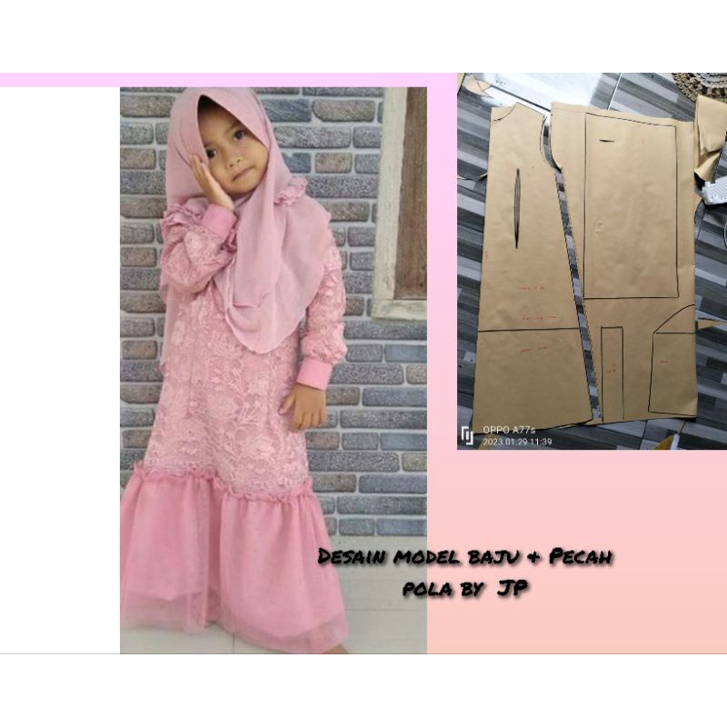 pola gamis brokat anak