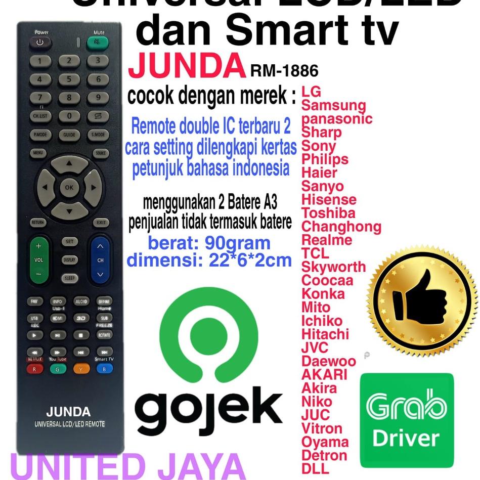 Big Seller REMOTE LED TV UNIVERSAL REMOTE SMART TV UNIVERSAL JUNDA RM-1886 MULTI