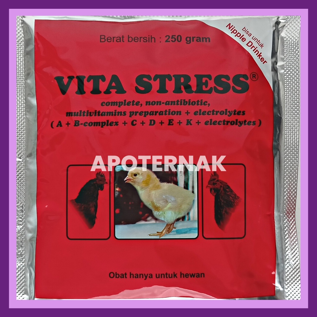 VITA STRESS 250 gr | Multivitamin Anti Stress Penambah Daya Tahan Tubuh Ayam Unggas DOC Bebek Burung | Vita Stres Vitastres Vitastress | MEDION