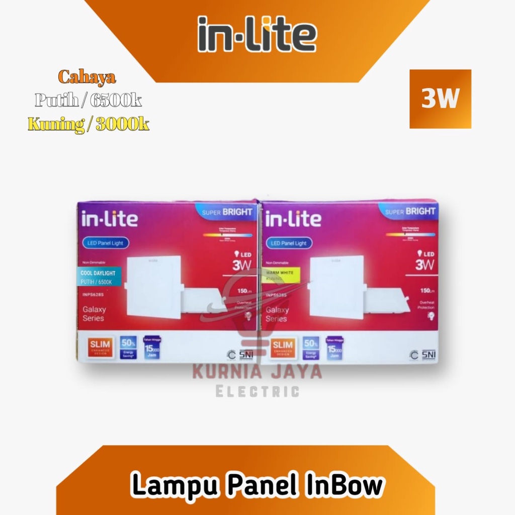 INLITE Downlight Panel Light LED Inbow 3W Kotak INPS628S