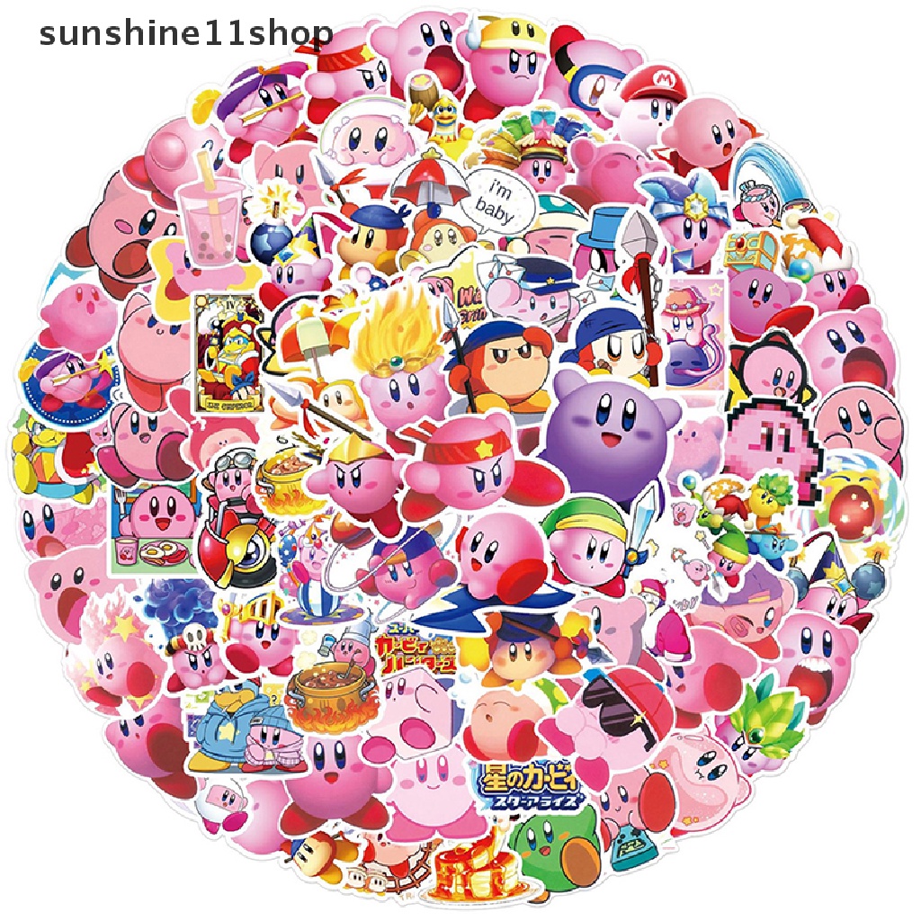 Sho 100Pcs Kartun Kirby Stiker Laptop Gitar Skateboard Tahan Air Decals N