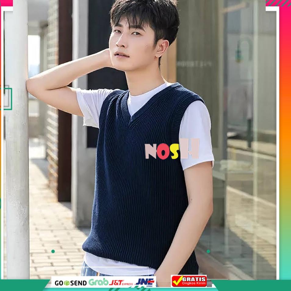֍ Rompi Rajut Pria Polos - Ian / Rompi Cowok / Rompi Pria Polos NOSH ➫