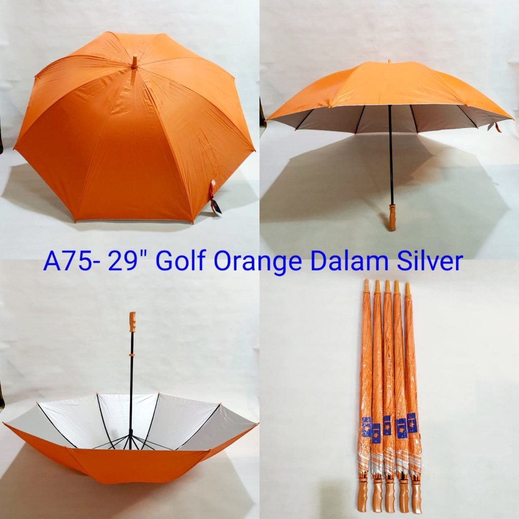 Payung Golf Jumbo Polos Luar Warna Dalam Silver Payung Promosi Payung Sablon