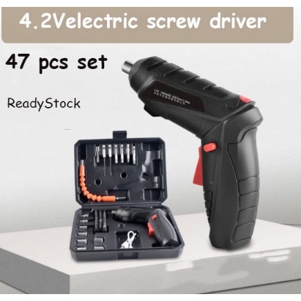 (JY) Mesin Bor set 47 Obeng Elektrik Cordless Screwdriver RECHARGER Mesin Bor Mini ObenG