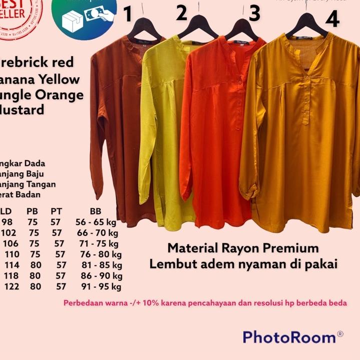 New blouse atasan kemeja polos big size Mustard kuning kunyit jungle orange banana yellow kuning mud