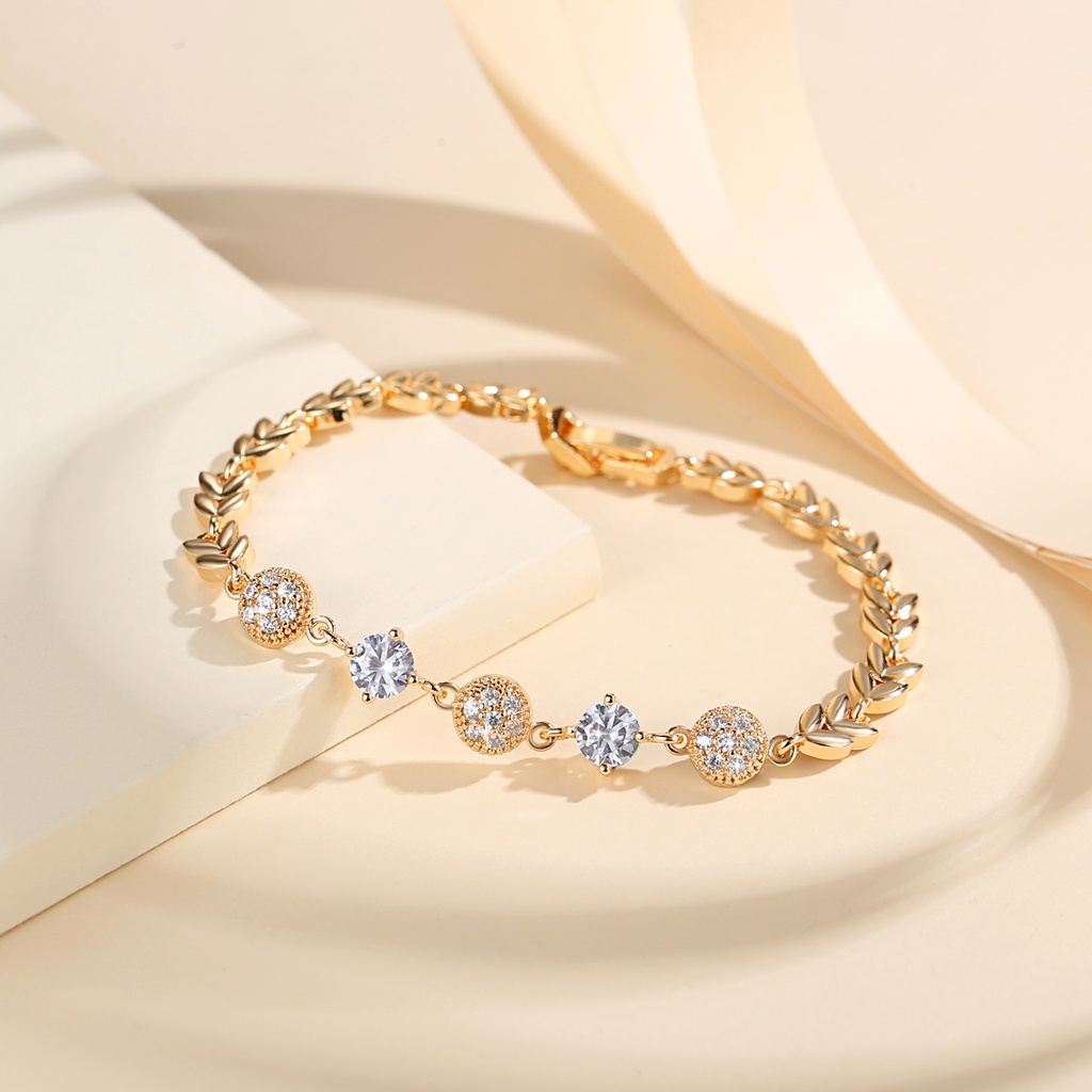 Y937 [COD✔] Gelang Titanium Berlian Berkilau Mewah Wanita Premium Lapis Emas/Perak Tdk Luntur Untuk Wanita Perhiasan