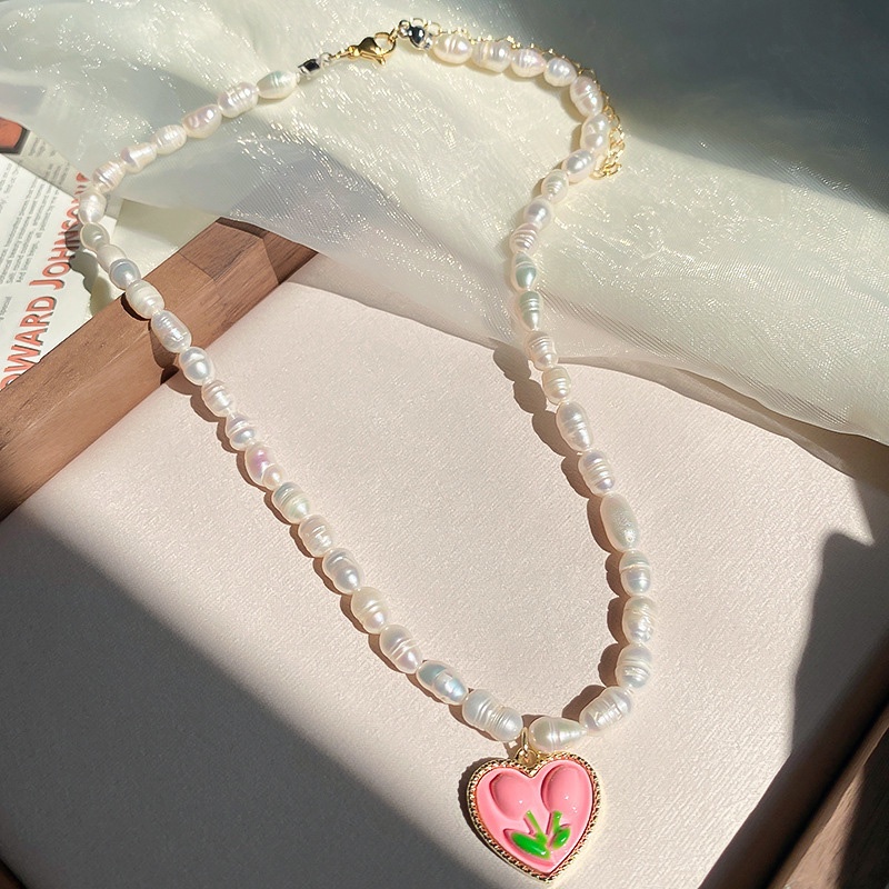 COD❤️Kalung Cinta Love Pearl Mutiara Bunga Tulip Fashion Korea Wanita Gadis Hadiah Perhiasan Aksesoris Bahan Paduan