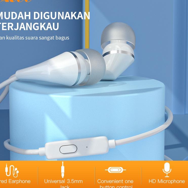 Terlaris Tacoo Wired Headset Bass Earphone TEH0434 In-Ear Handsfree Superbass Bass Stereo + Mic Micr