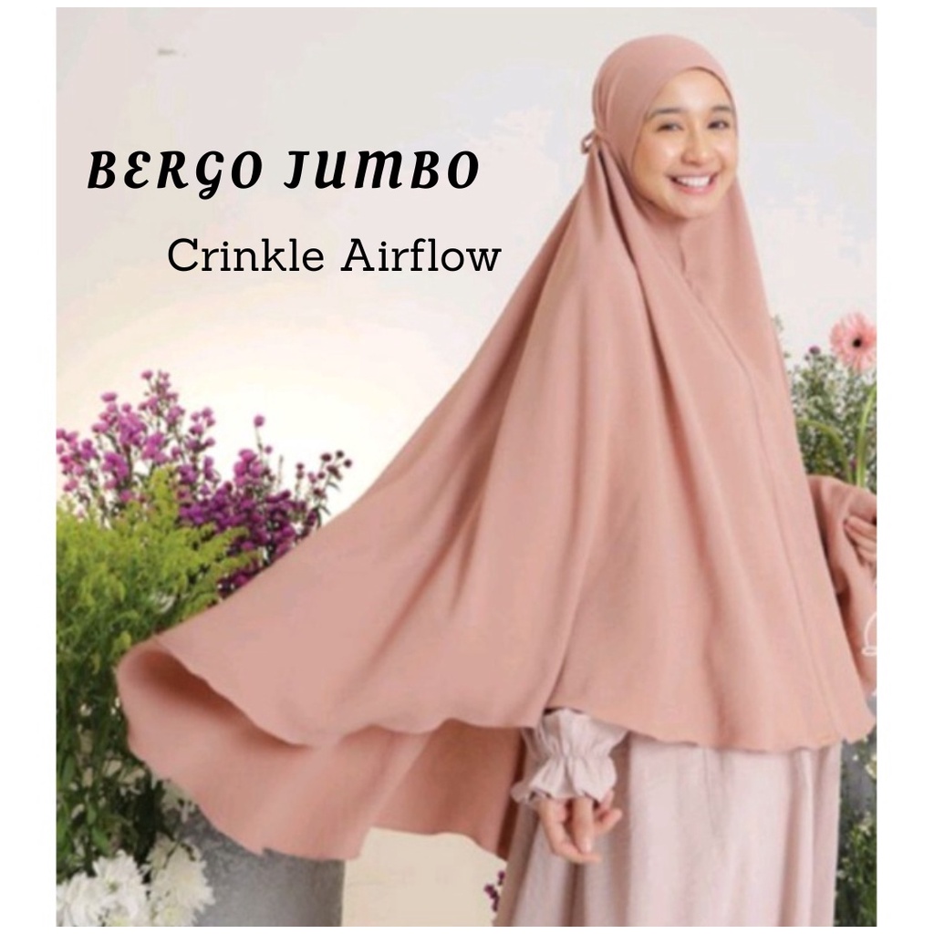 Kerudung Hijab Bergo Jumbo Crinkle Airflow Size XXL - Khimar Jilbab Ukuran Besar Bahan Lentur dan Nyaman