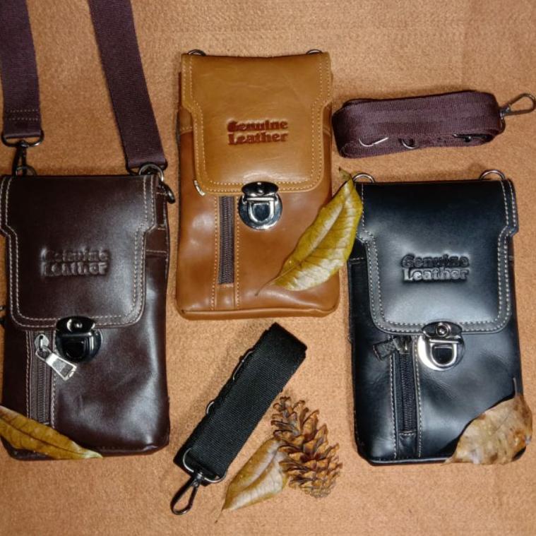 BIG SALE Tas Hp Kulit tempat hp kulit asli- TAS HP MINI BAG TAS SELEMPANG PRIA- TAS PINGGANG KULIT
