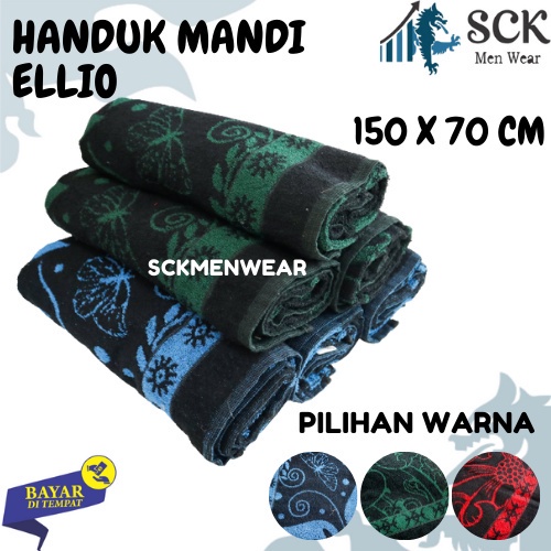 Handuk ELLIO  Anti Kotor Aneka Warna Ukuran 150x75 cm Tebal Halus JUMBO / Perlengkapan Mandi - sckmenwear GROSIR