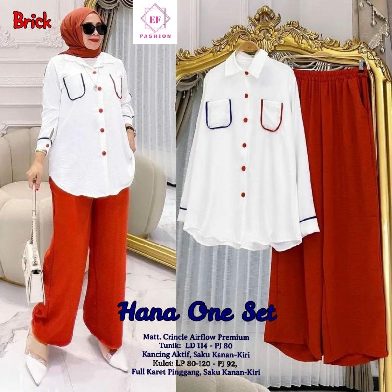 HANA ONE SET, SETELAN CELANA BAHAN CRINKLE PREMIUM, FIT TO XXL, SETELAN MURAH, ATASAN CRINKLE