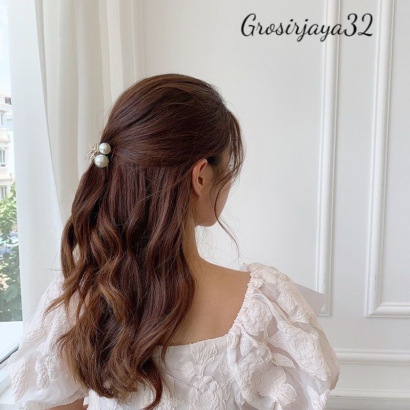 (GROSIRJAYA32) Jedai Mutiara CHERRY 3,5cm Jepit Salon Korea Mutiara Jepit Poni Mutiara PREMIUM Pearl Hair