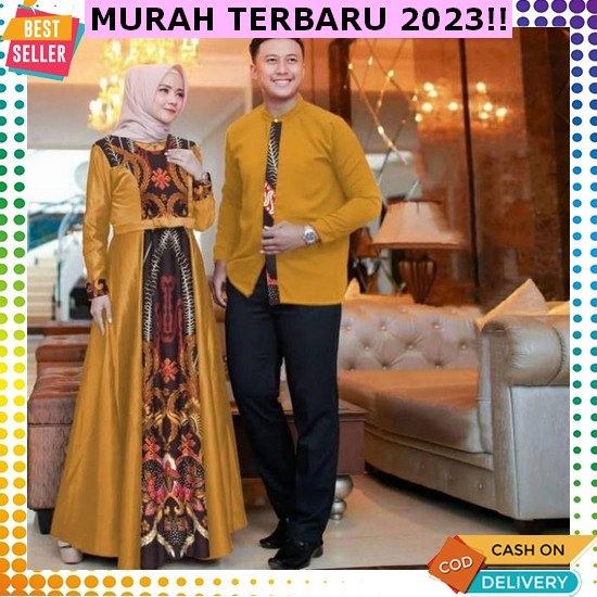 Pakaian Couple Baju Batik Maheswari Batik Kombinasi Gamis Model Terbaru Kemeja Batik Couple Kebaya K