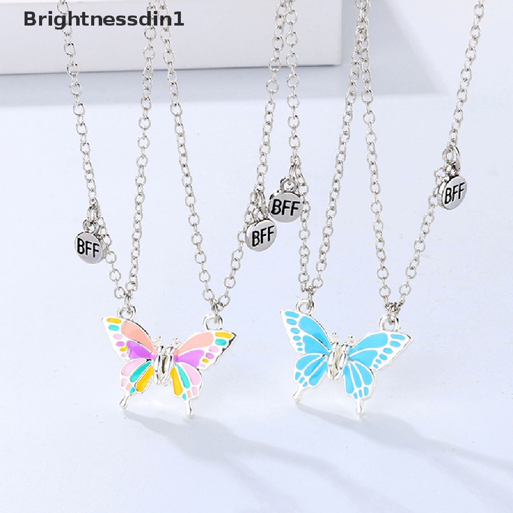 [Brightnessdin1] 2 Pcs Best Friend Butterfly Necklaces BFF Kalung Persahabatan Untuk 2perempuan Kekasih Pasangan Kalung Jarak Jauh Hadiah Ulang Tahun Butik