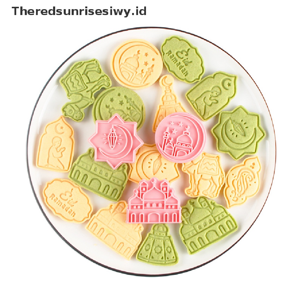 # New # 6/8pcs/set Pemotong Kue Kering Kartun Eid Mubarak DIY Alat Baking Ramadhan Plastik~
