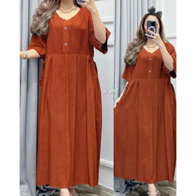 Daster Dress Wanita Dewasa Remaja Kekinian Polos Lengan Pendek Terbaru Busui