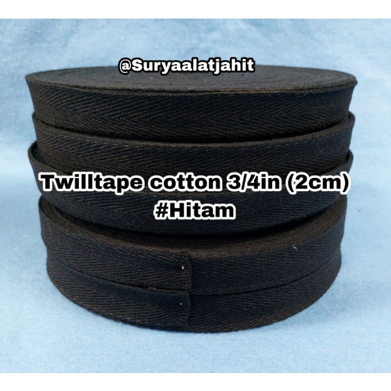 Twilltape cottton 3/4in (2cm) Hitam MK @50Y =rp.47.000/1pcs