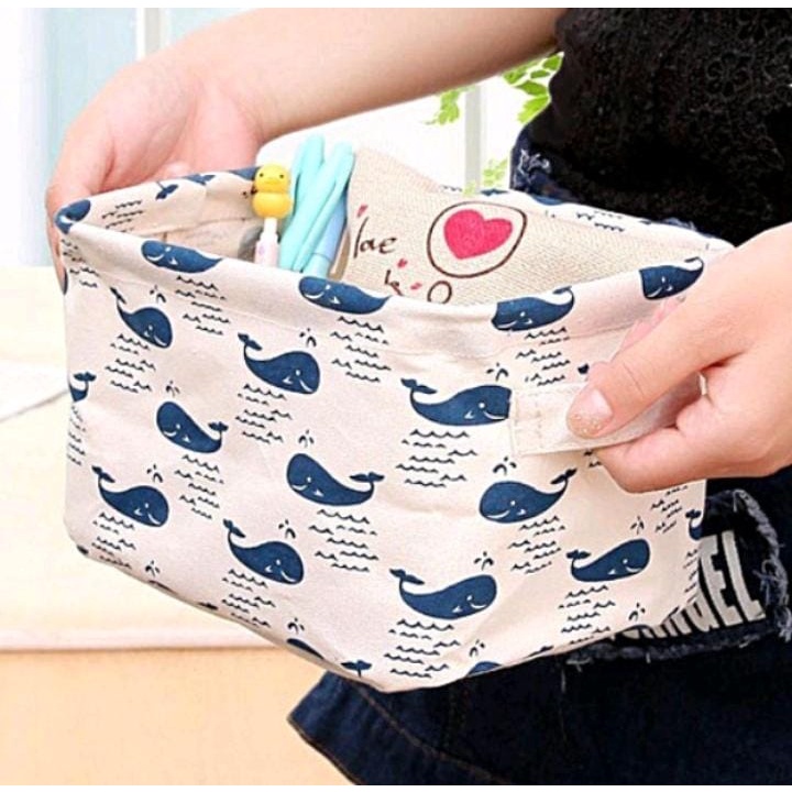 Keranjang Lipat Storage Box Organizer Kanvas Kotak Penyimpanan Tempat Wadah Aksesoris Multifungsi