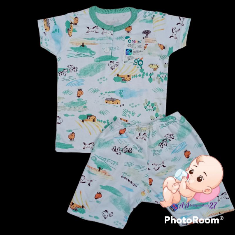 Produk Terbaru!!! CAINITO Setelan Baju Bayi Lengan Pendek Celana Pendek Ukuran S M L XL SNI HIGHT QUALITY