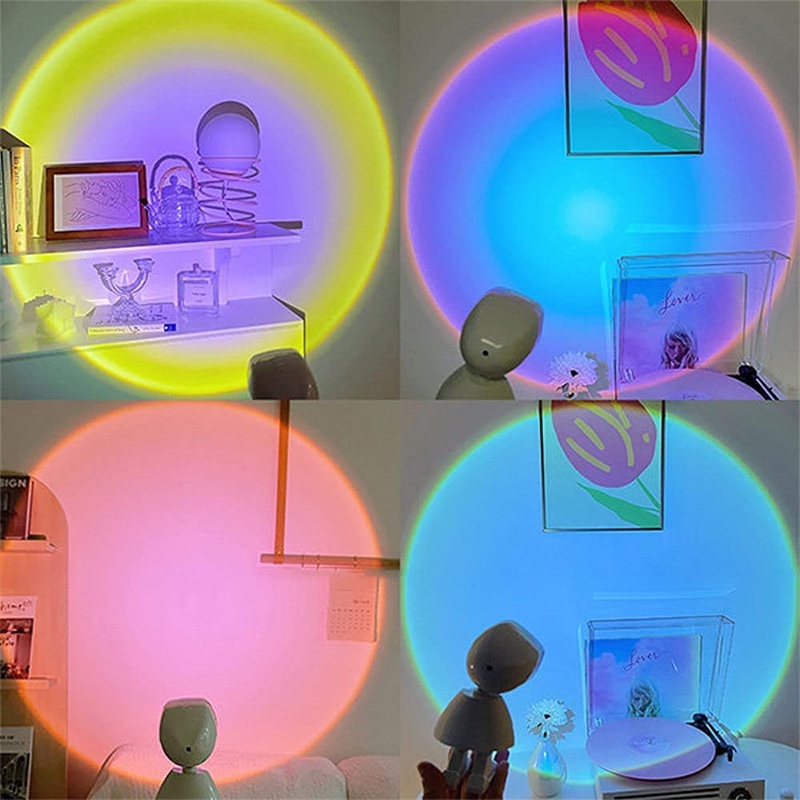 LED Bentuk robot  lampu proyeksi  SUNSET LAMP  LAMPU SOROT BACKGROUND STUDIO FILL LIGHT  LAMPU MEJA KAMAR TIDUR PROYEKTOR