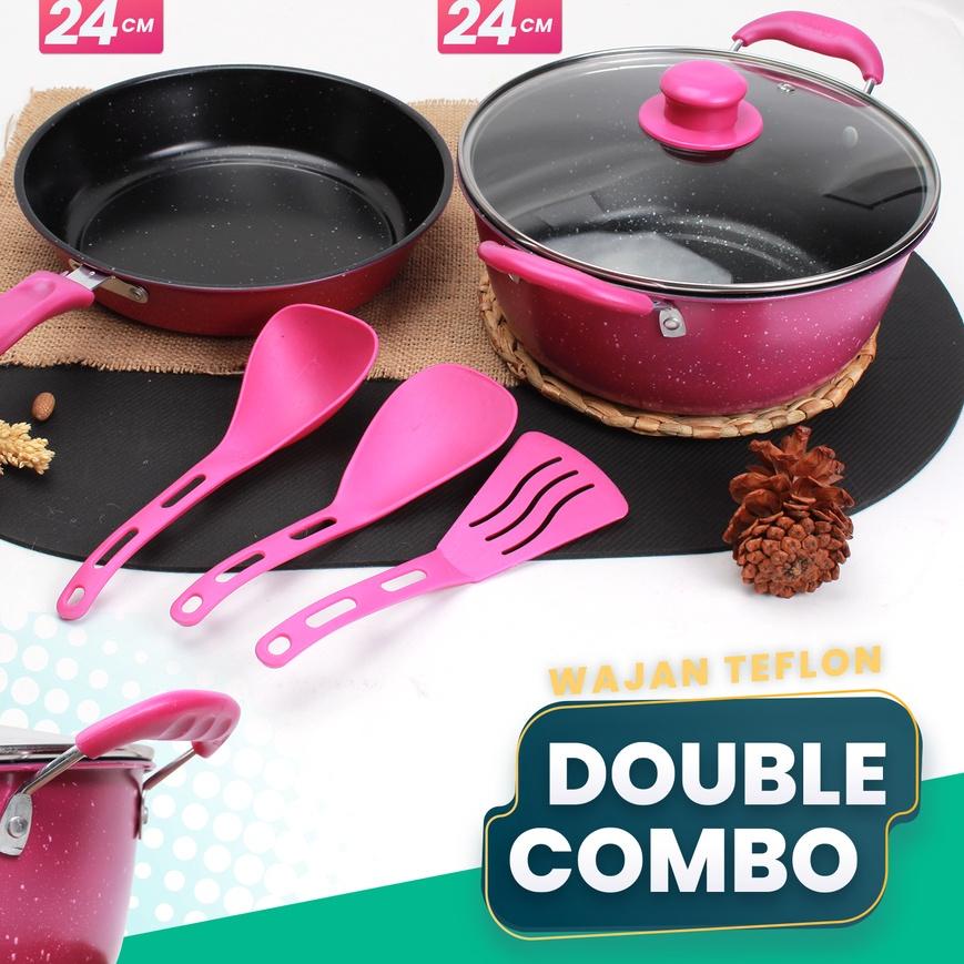 ✸ Hongzhuo Panci Set  Isi 6pcs Pot Series/ Panci Terlengkap dengan Tutupan dan Spatula ✴