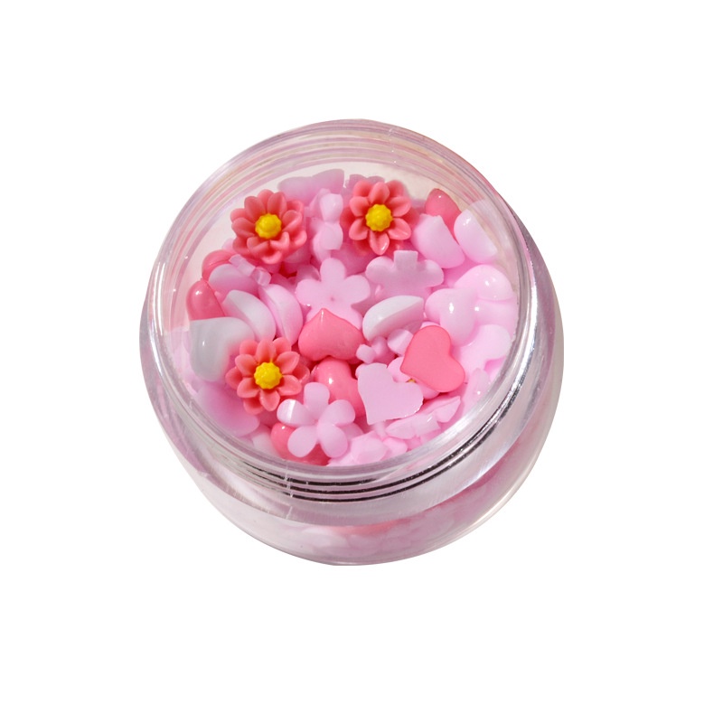 Ornamen Manik-Manik Bunga 3D Bahan Akrilik Warna Pink Biru Untuk Dekorasi Nail Art