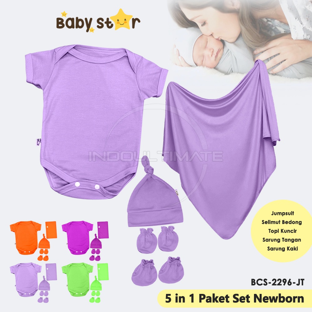 5in1 Paket Set Newborn BABY STAR Paket Baju Bayi Baru Lahir Paket Bedong Paket Newborn Lengkap Sarung Tangan + Sarung Kaki Paket Set Bayi Laki laki Perempuan Paket Hemat Paket Lengkap Murah Perlengkapan Bayi Baru Lahir BCS-2296JT