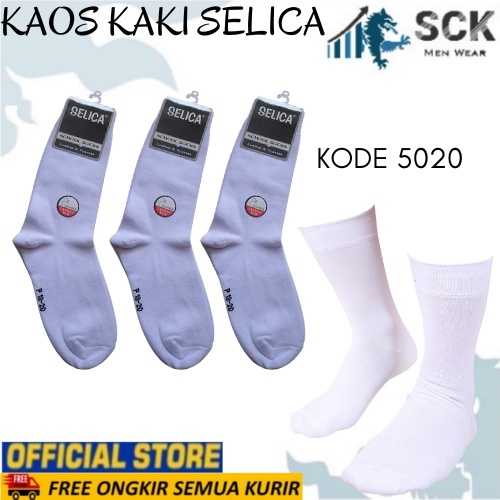Kaos Kaki Sekolah Panjang SELICA SPD 5020 Putih 18-20 cm / Kaus Kaki SD5020 Putih - sckmenwear GROSIR