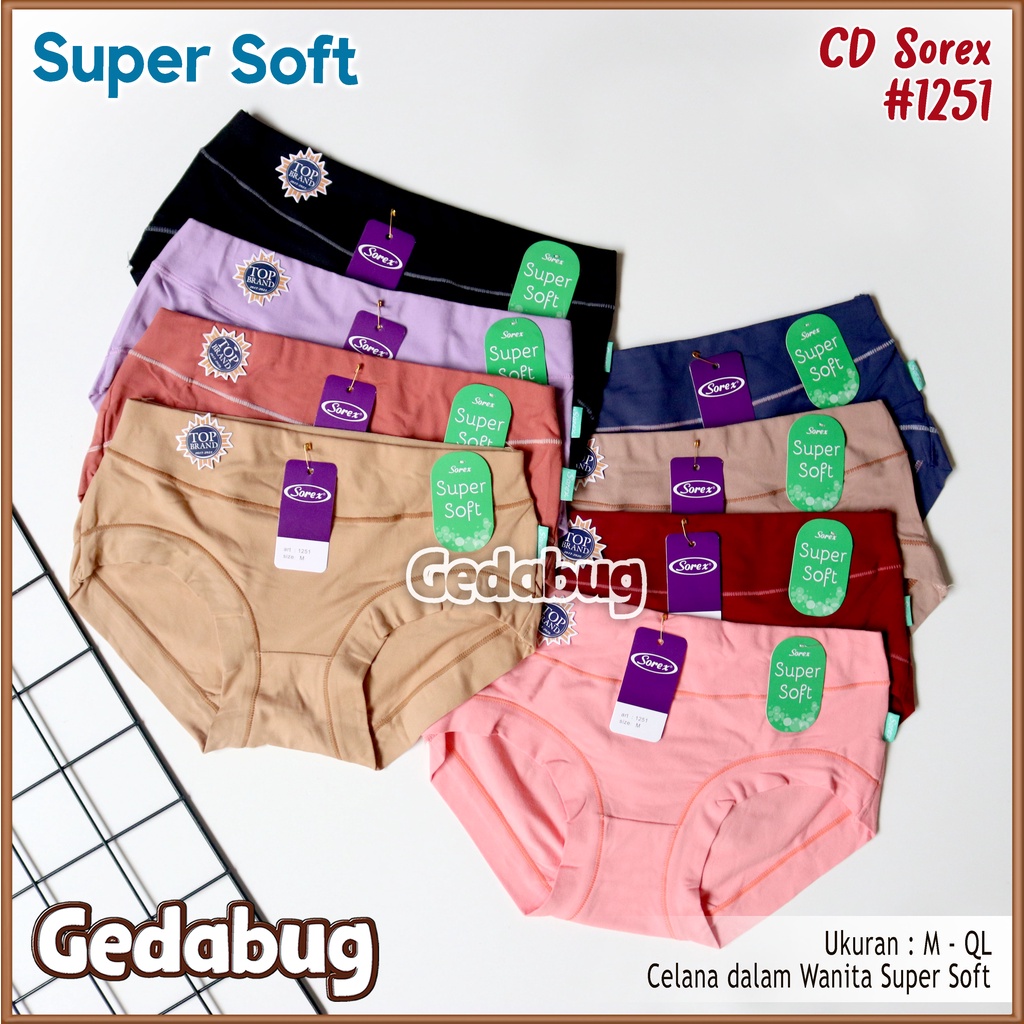 3 Pcs - CD Wanita dewasa Sorex 1251 Supersoft | Celana dala wanita List bordir | Gedabug