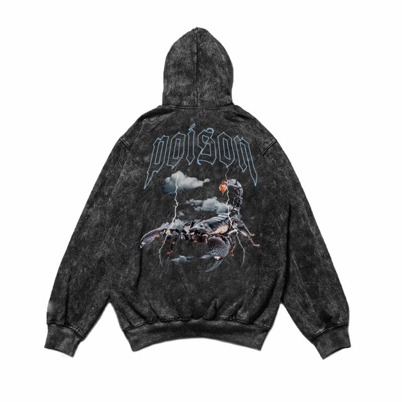 [WASHED HOODIE TERBARU] Jaket Sweater Hoodie Poison Sandwash Grey | Hoodie Pria Sandwash | Hoodie Wash Washed | Hoodie Metal