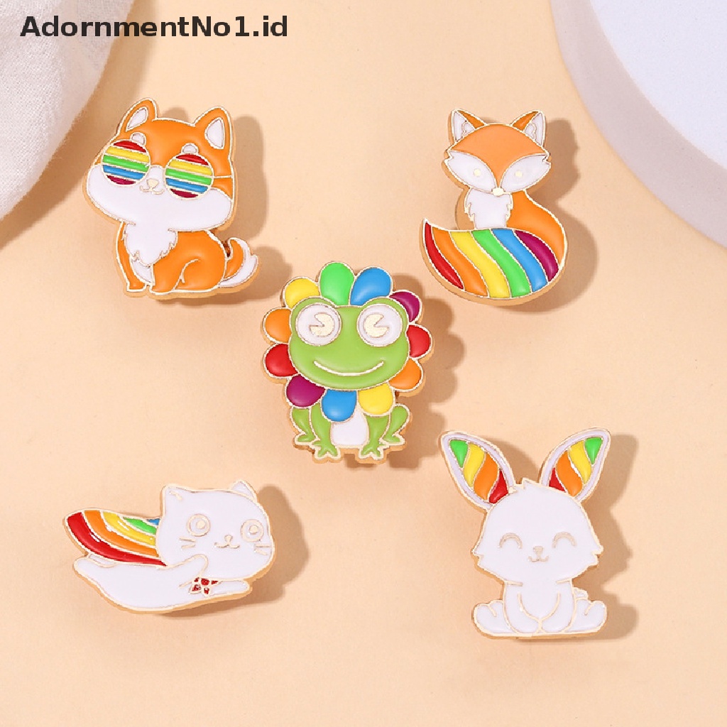 [AdornmentNo1] Hujan Hewan Lucu Enamel Pin Anjing Rubah Kucing Kelinci Kodok Bros Kerah Lencana Ransel Karton Lencana Hadiah Perhiasan Hadiah [ID]