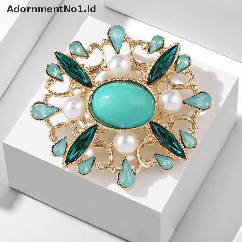 [AdornmentNo1] Mode Pengadilan Gaya Baroque Hijau emerald Bros Wanita Perhiasan Mantel Aksesoris [ID]