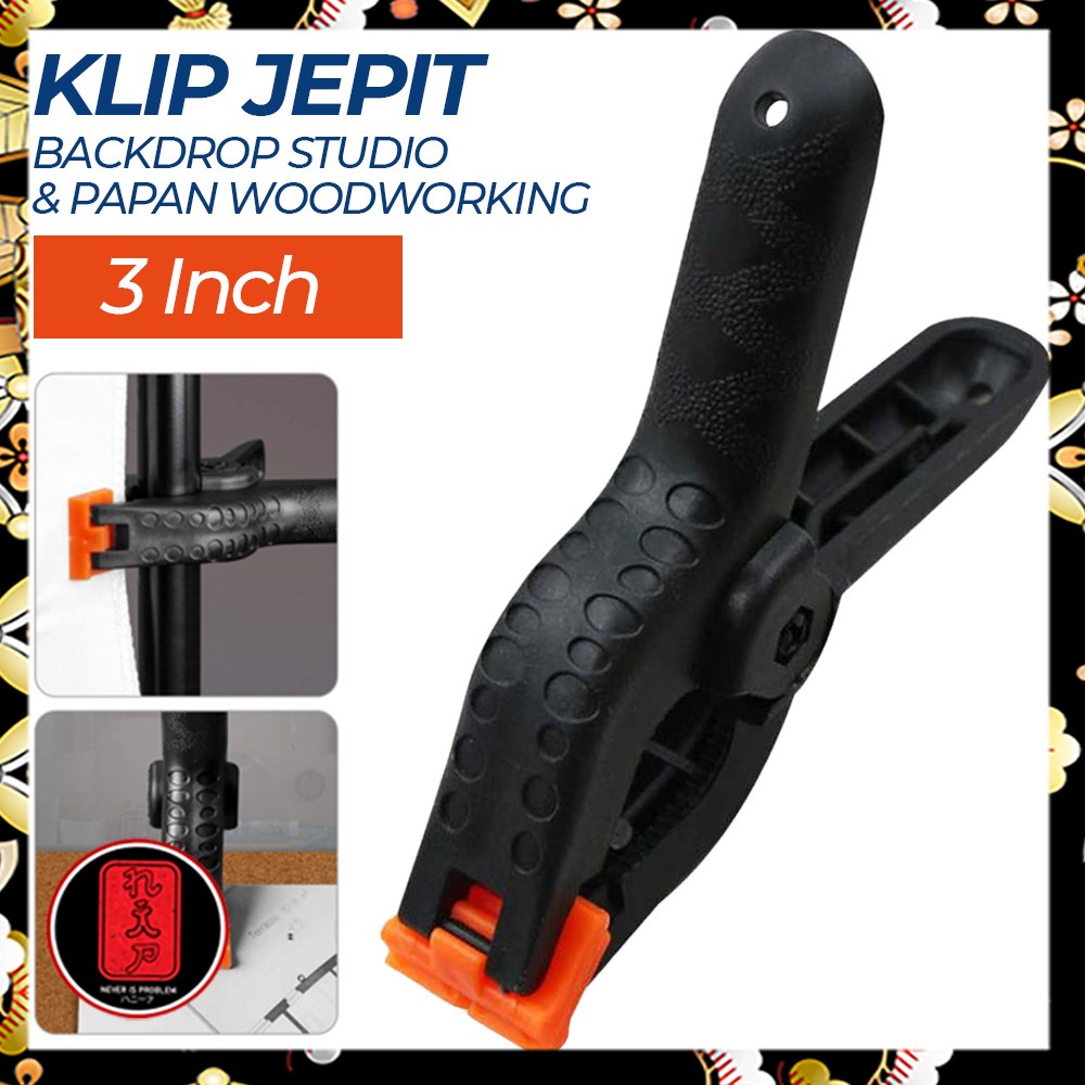 Andoer Klip Jepit Backdrop Studio Fotografi &amp; Papan Woodworking Spring Clamp 3 Inch - Black