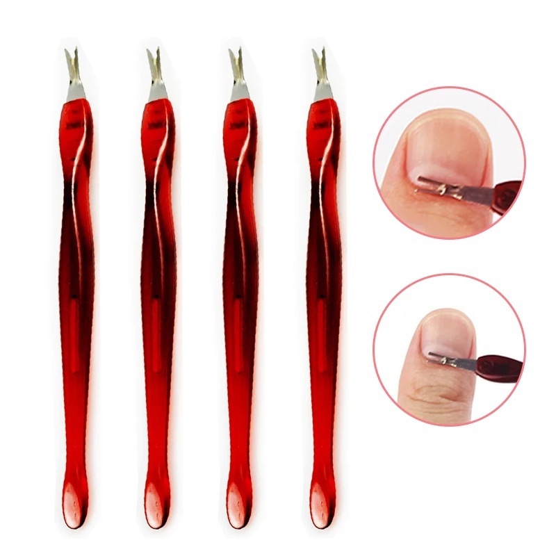 5pcs Cuticle Pusher Portable Remover Stainless Steel Alat Manikur Nail Art Forks Shovel Trimmer Kutikula Trim Kulit Mati