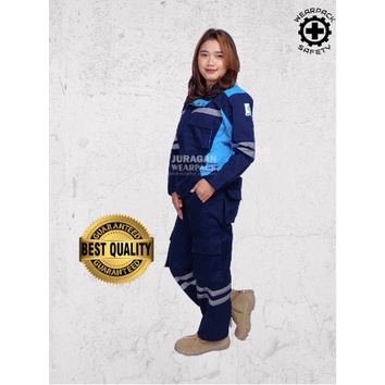 Baju Wearpack Safety Setelan / Wearpack Safety Setelan / Wearpack Kerja Set Warna Navy Toska