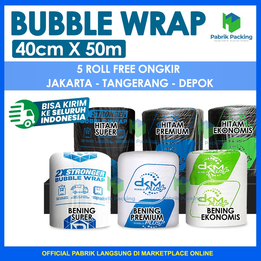 

RB PLASTIK BUBBLE WRAP 40 CM x 50 M PREMIUM DELKOMAS TERMURAH